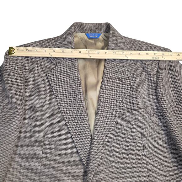 VINTAGE Pendleton Wool Herringbone Plaid Pleated Back Blazer Size 40 Sport Coat - Picture 14 of 16